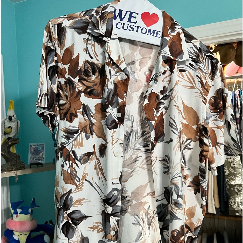 Express floral rayon short sleeve shirt size small